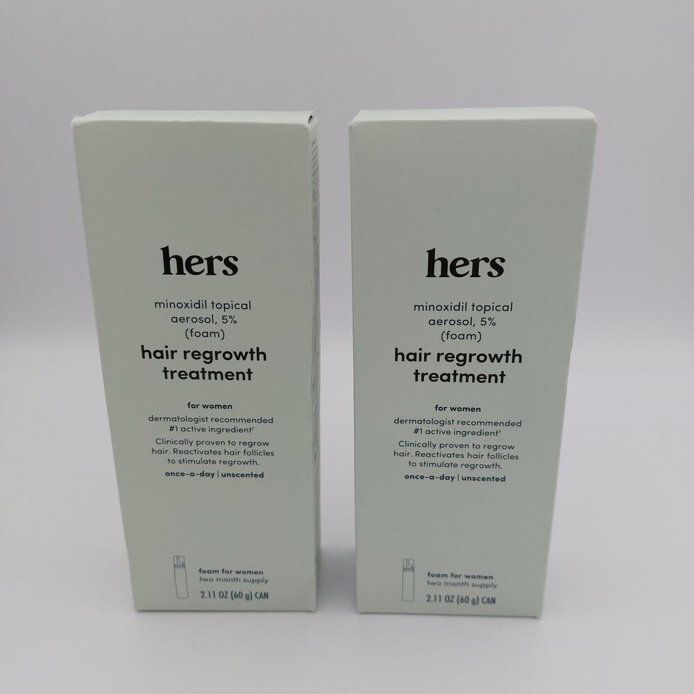 Hers 5% Minoxidil Foam Hair Regrowth Women 2 Boxes Lot Exp 08/26 NIB 4 Month